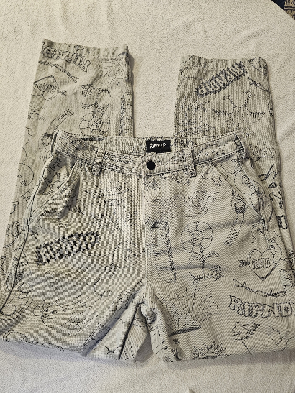 RIPNDIP Sharpie Doodle All-Over Print Denim Jeans Size 30 Y2K Skate Streetwear